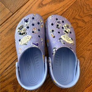 Purple Disney crocs with Characters